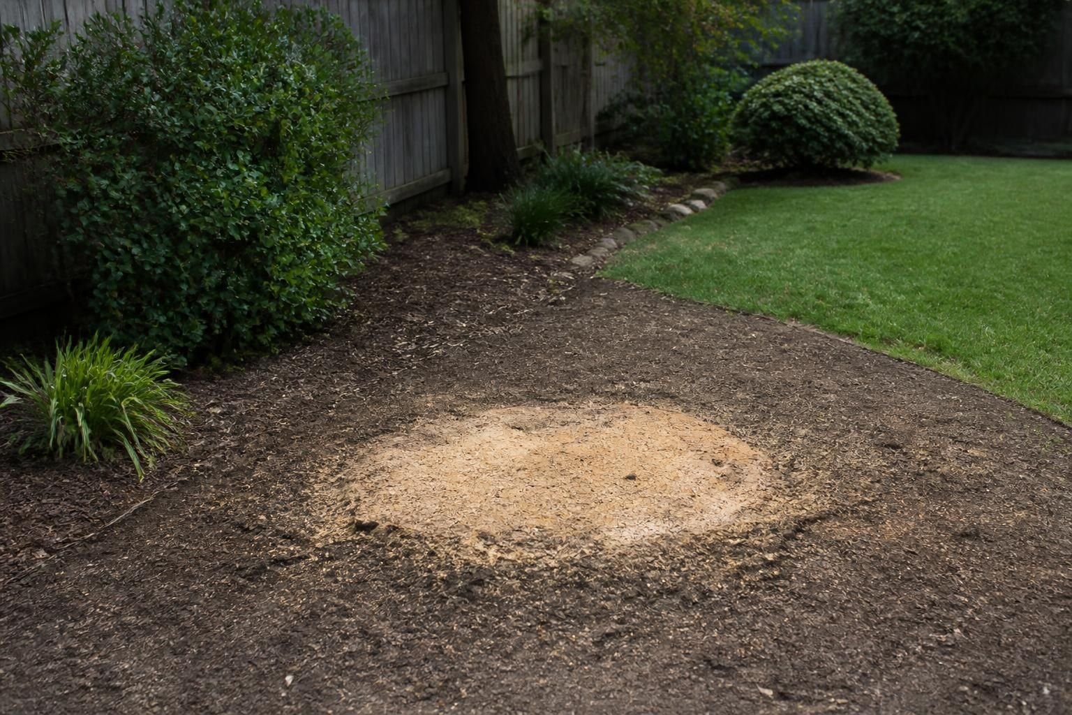 Cleared yard after tree removal with clean landscape surface